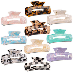 Magicsky front view of ten rectangle clips showing color variety and fast styling