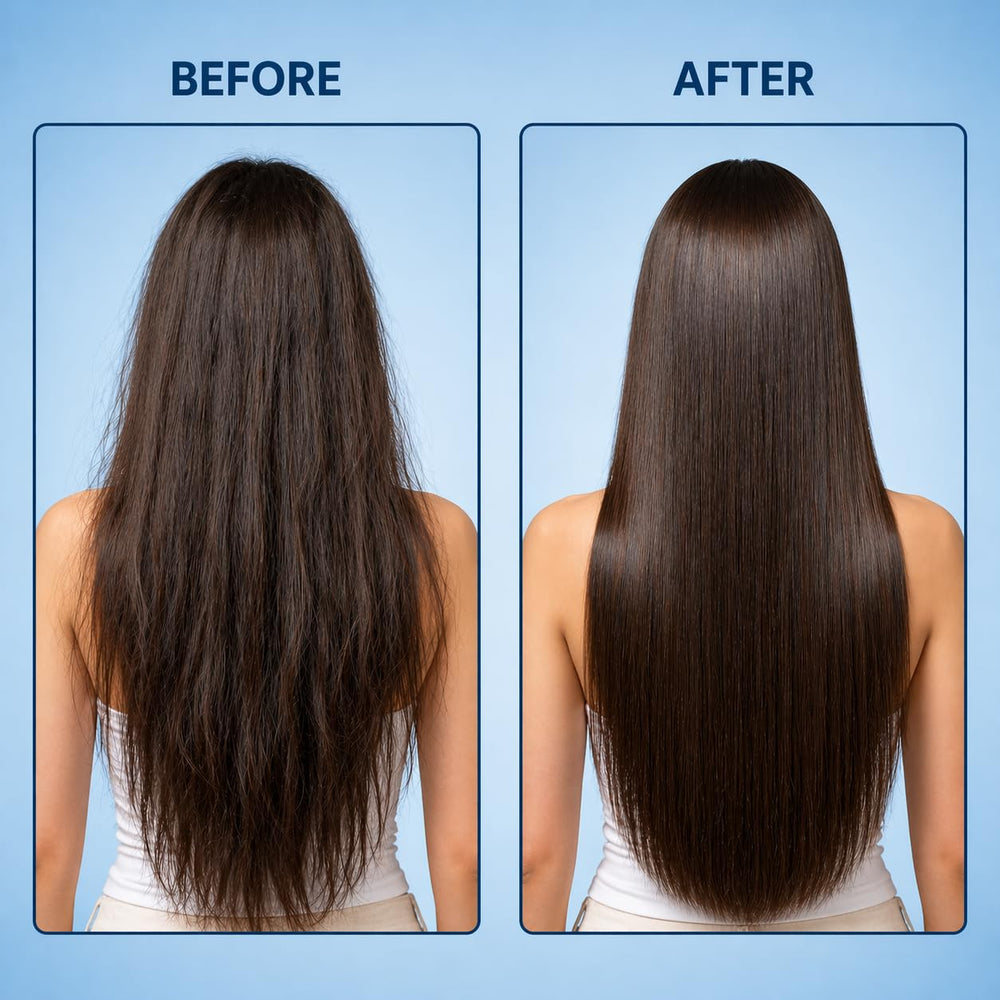 Shiny, smooth hair after using MagicSleek conditioner showing healthy shine