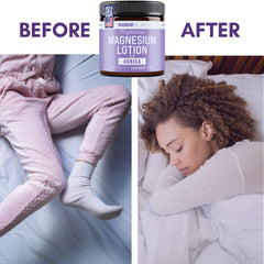 Magnum Solace applied to feet before bed suggesting a calming bedtime ritual