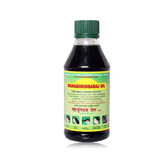 Mahabhringaraj Oil front bottle view showing label and packaging benefit