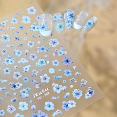 Maigitur front sheet blue floral showing full sticker variety and easy selection benefit
