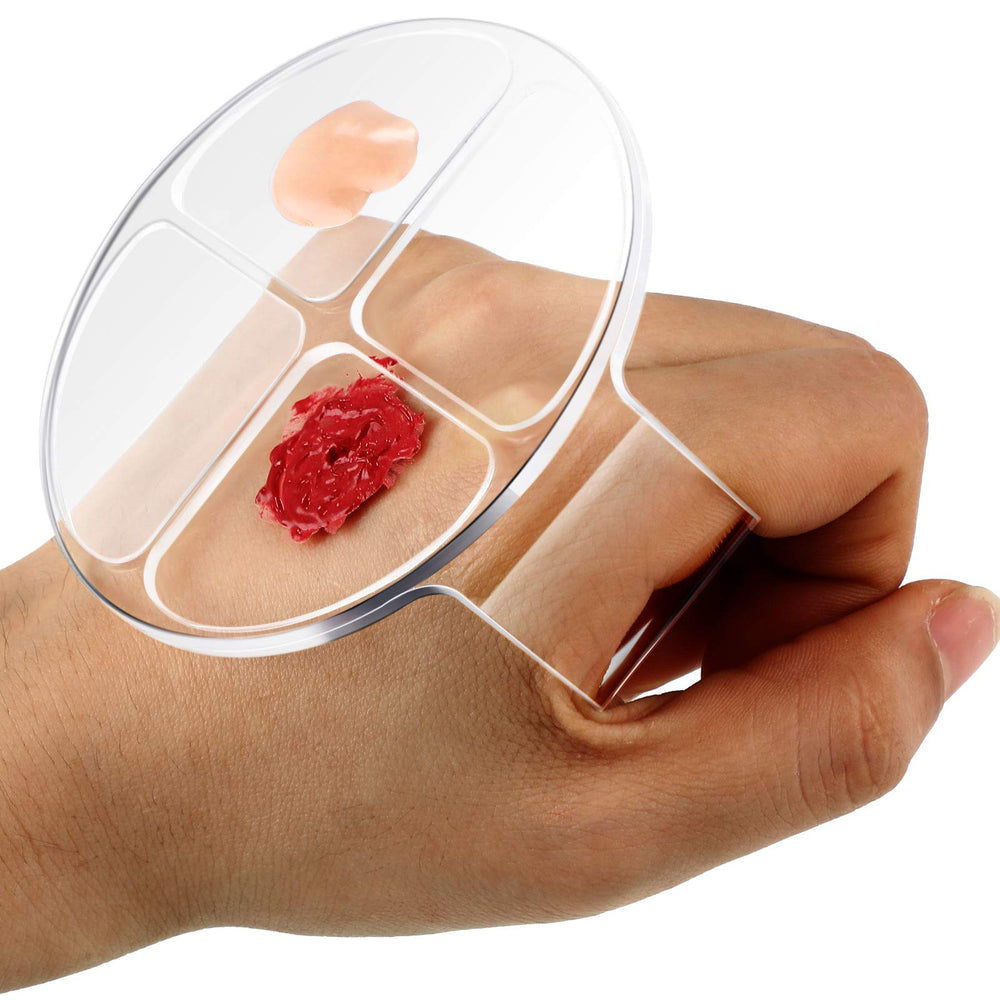 Maitys front view two palettes shows clear acrylic and hygienic mixing surface