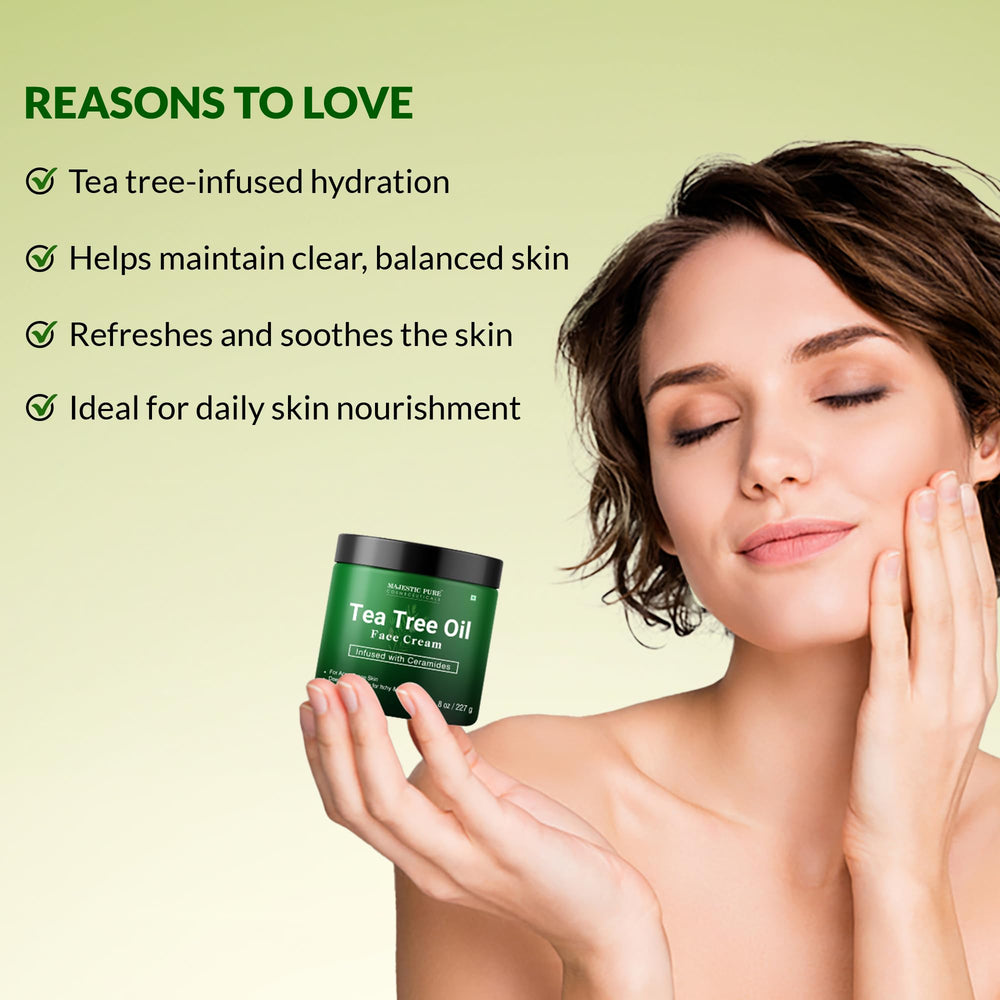 Majestic Pure applied to cheek closeup illustrating soothing of dry skin