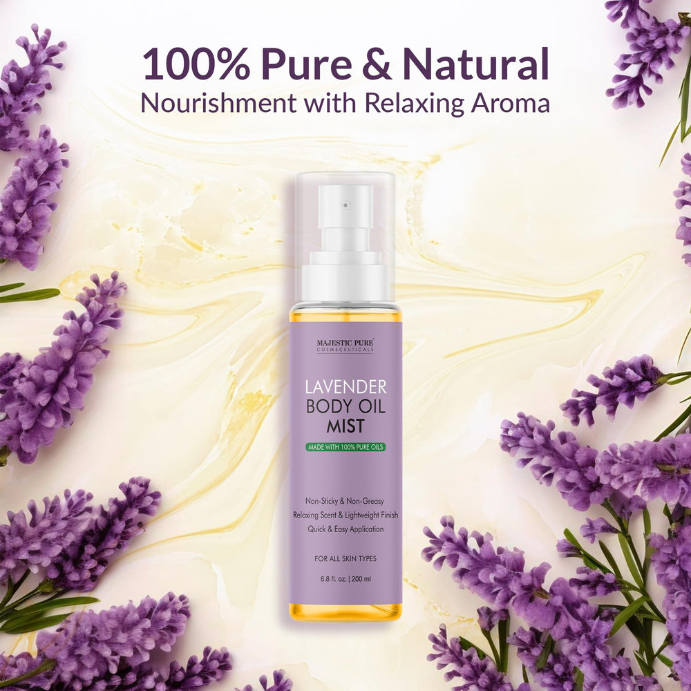 Majestic Pure spray closeup misting on skin for easy application and controlled coverage benefit