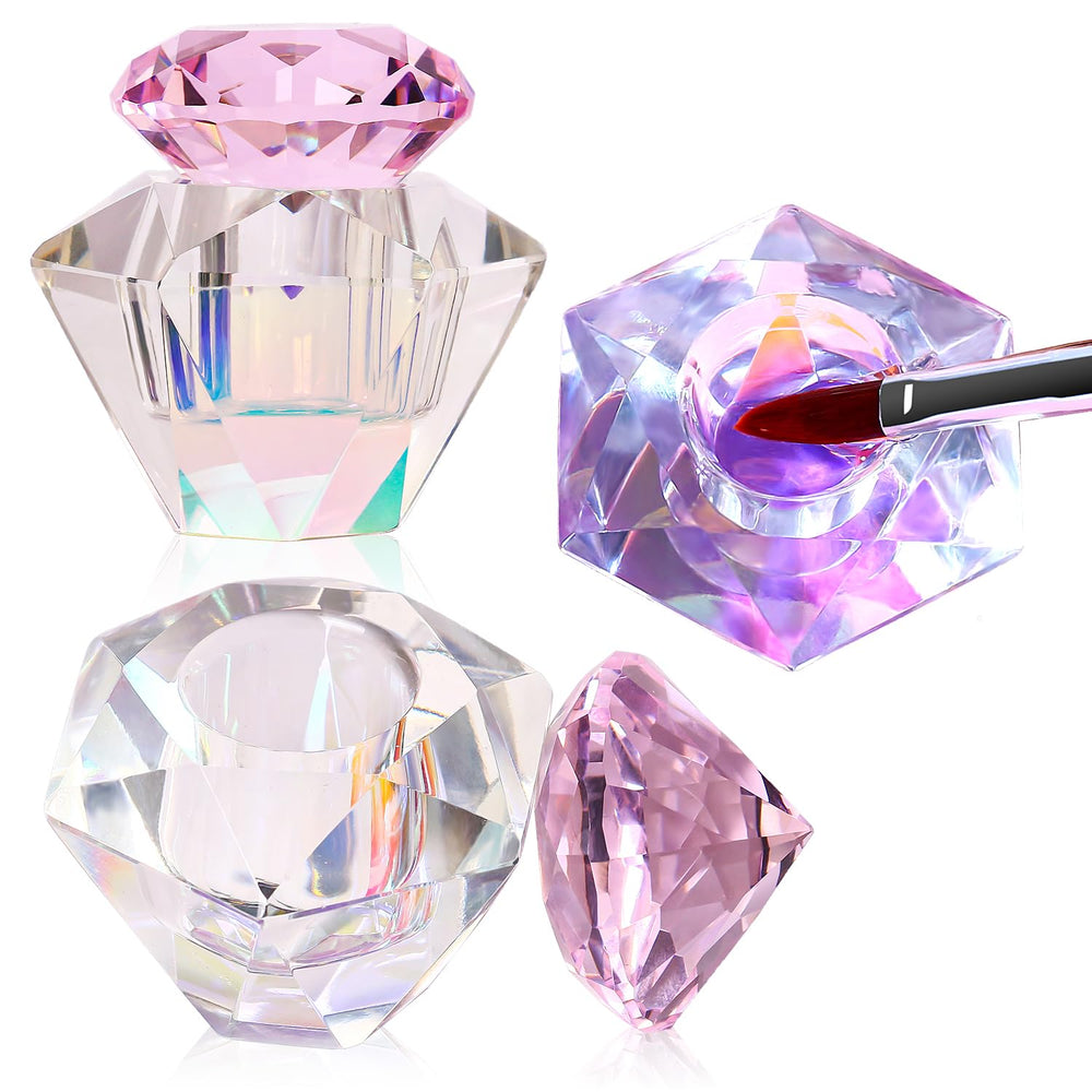 Major Dijit front view of dappen dish set showing elegant crystal design and lids, enhances workstation aesthetic