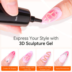 Makartt detailed 3D flower on nail showing raised design durability
