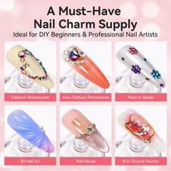 Makartt finished 3D gem nail design lifestyle shot highlighting dramatic salon-quality results