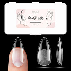 Makartt almond full set front view showing 500 clear tips and 10 sizes for variety