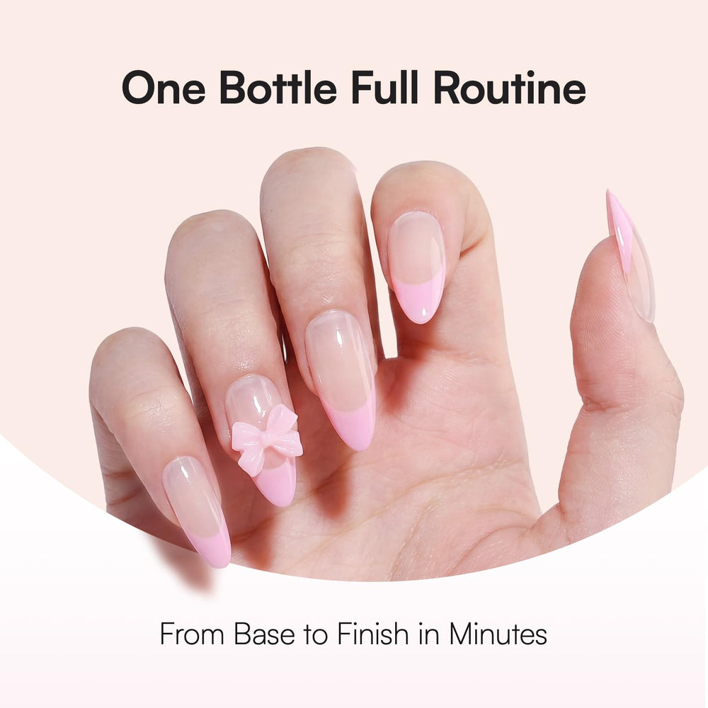 Makartt applying gel onto a nail tip with form showing controlled sculpting benefit