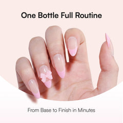 Makartt applying gel onto a nail tip with form showing controlled sculpting benefit
