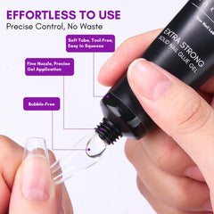 Makartt applying gel to press-on nail for accurate placement and adjustment