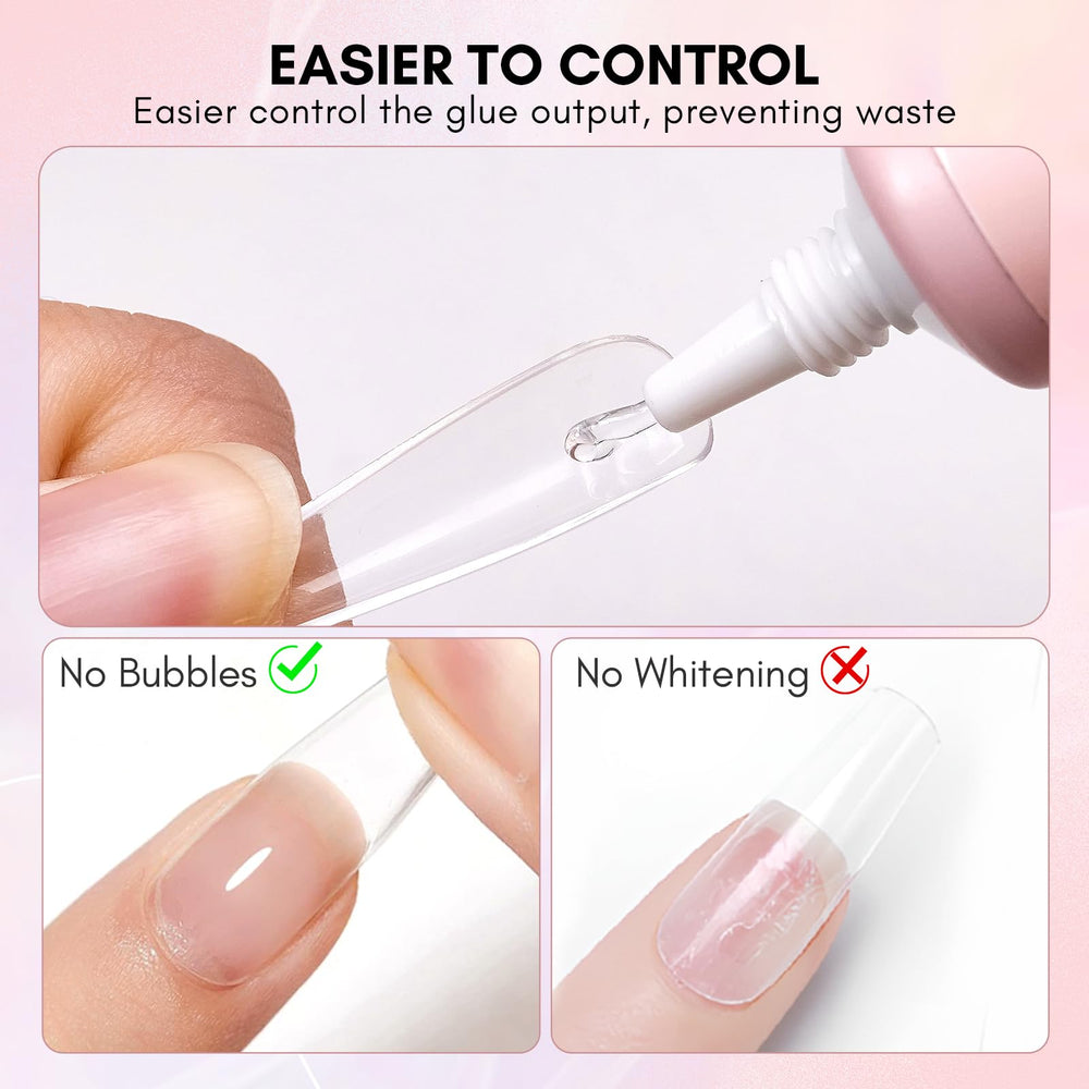 Makartt applying gel onto false nail for secure press-on adhesion