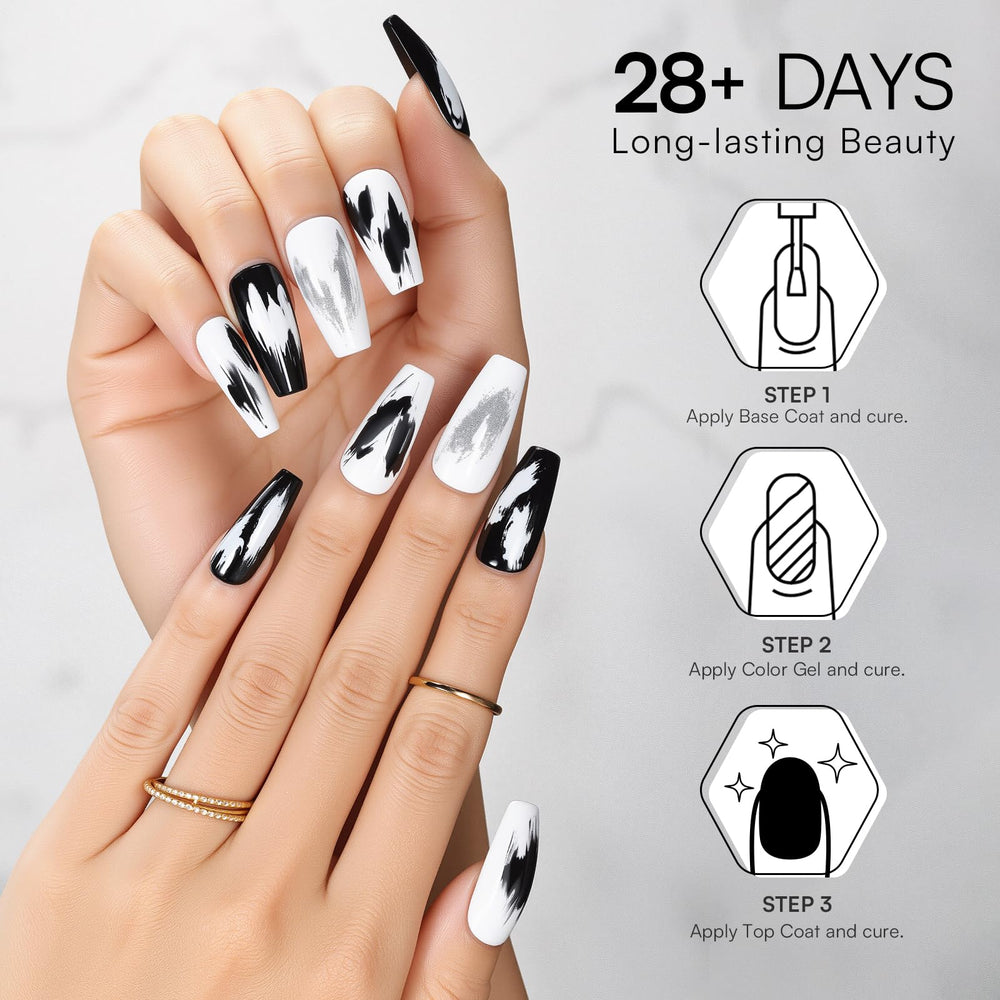 Makartt brush stroke of black gel on nail swatch demonstrating smooth application