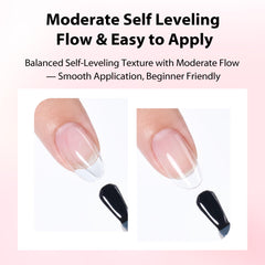 Makartt pouring bead of gel onto nail displaying easy application benefit