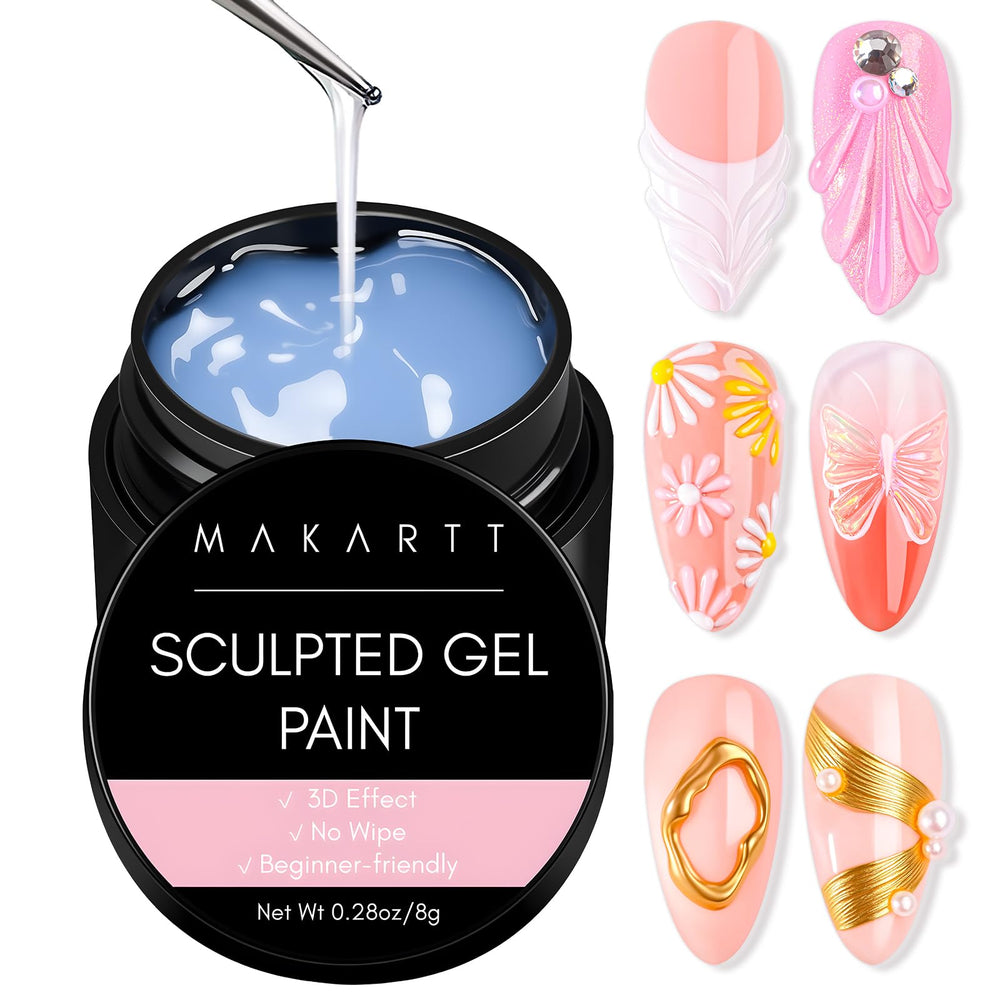 Makartt clear 3D painting gel bottle showing compact travel-friendly size and brand