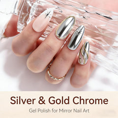 Makartt silver gel texture close-up highlighting smooth metallic pigment for reflective nails
