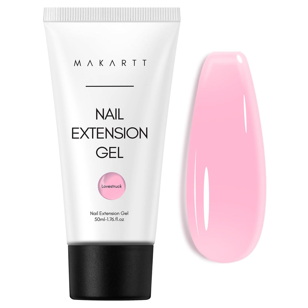 Makartt jar front showing coral pink gel and easy application benefits