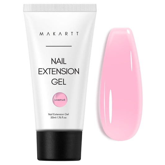 Makartt jar front showing coral pink gel and easy application benefits