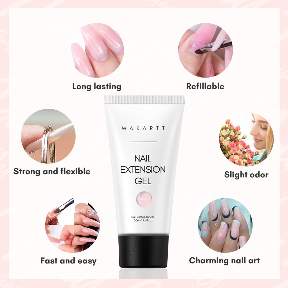 Makartt cured nail extension with glossy finish proving long-lasting look