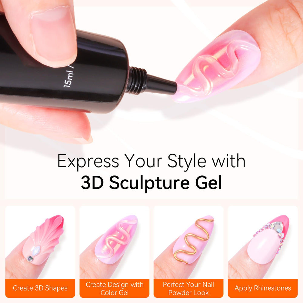 Cured Makartt sculpted nail profile showing defined 3D design and glossy finish for long wear
