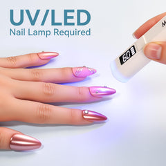 makartt finished manicure with mirror shine showcasing intense chrome effect