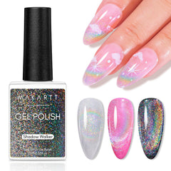 Makartt bottle front view showing 10ml polish with holographic shimmer benefit
