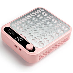 Makartt front view pink dust collector showing intake grille and neat workspace benefit