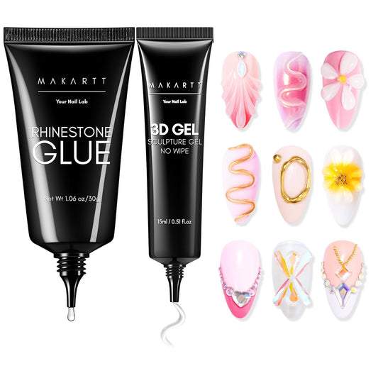 makartt front packaging showing glue gel and 3D kit with professional presentation and clarity