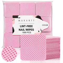 Makartt front packaging showing pink lint-free wipes, convenient bulk value