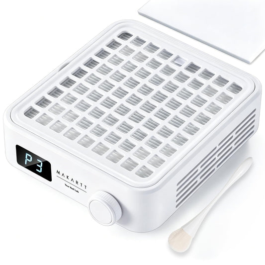 Makartt front view showing compact dust collector and tidy workspace benefit