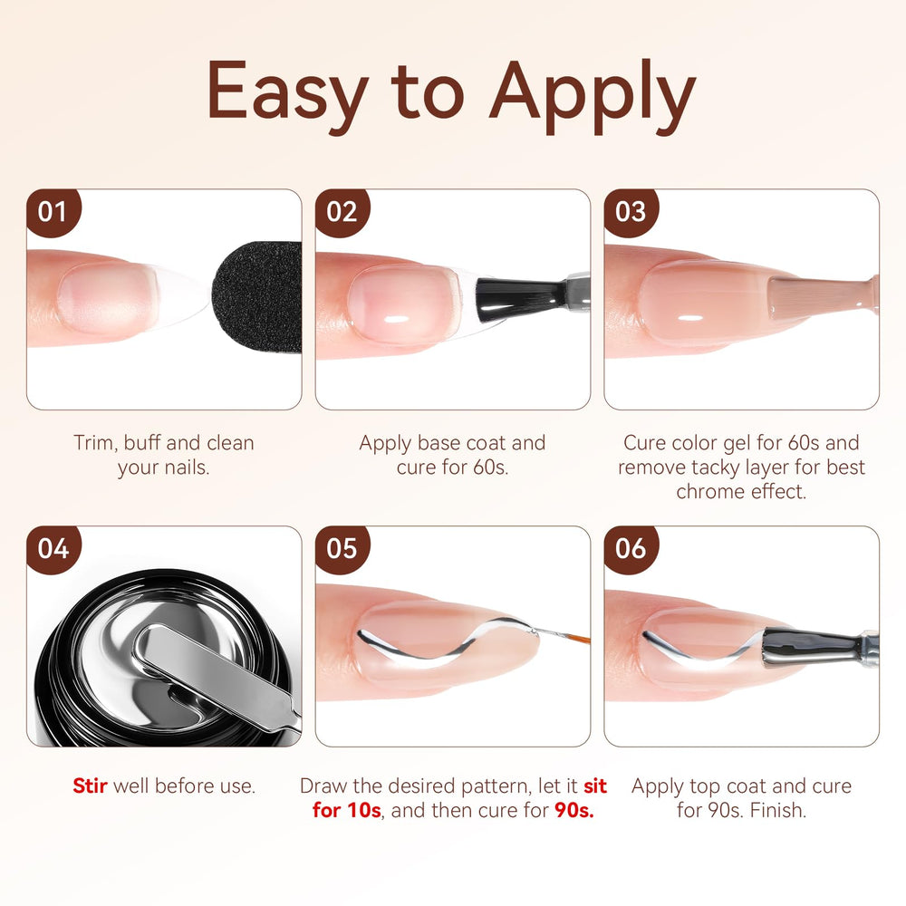 Makartt lifestyle manicure on model hands displaying salon-quality mirror nails and polished look