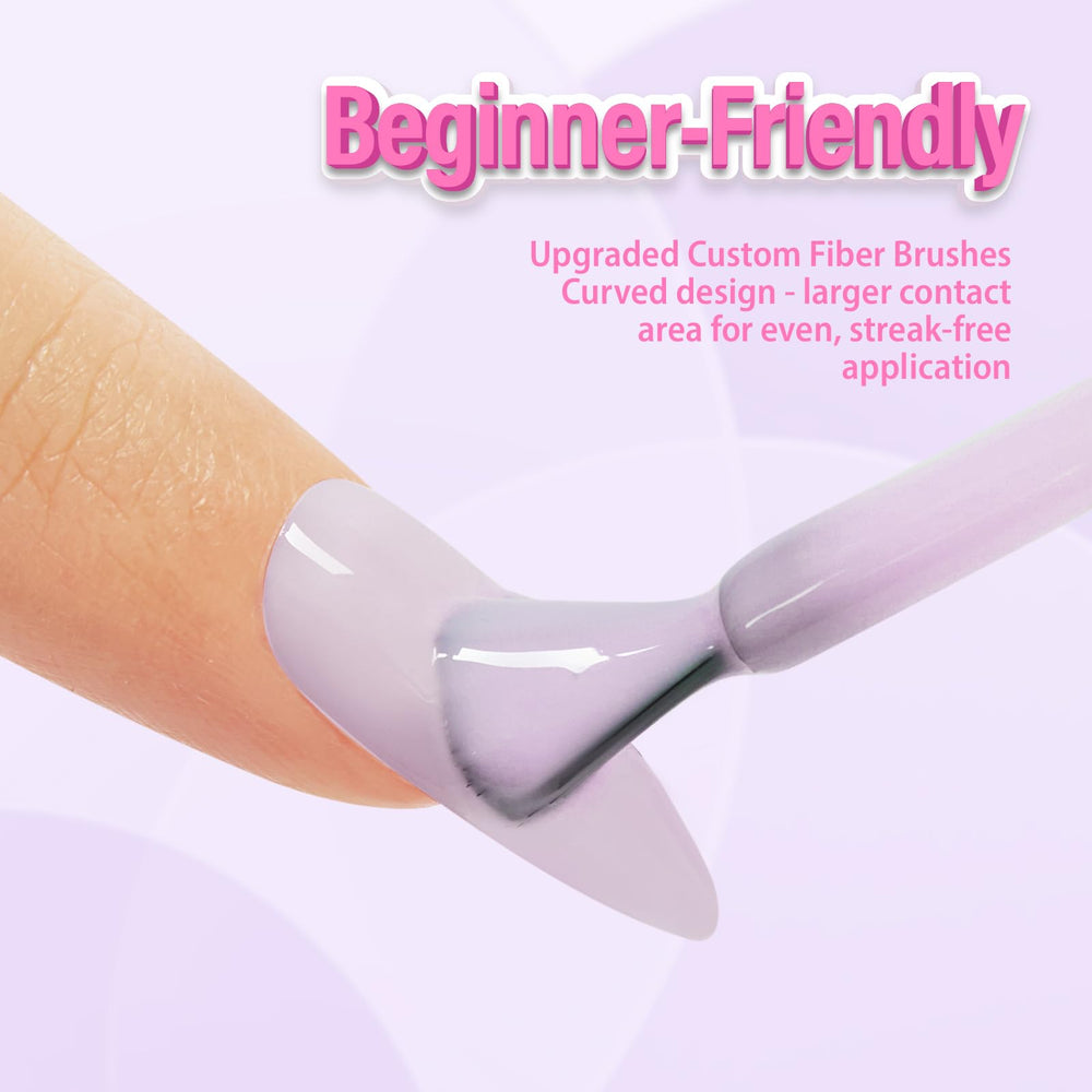 Makartt lilac on natural nails showing high-gloss pale violet finish