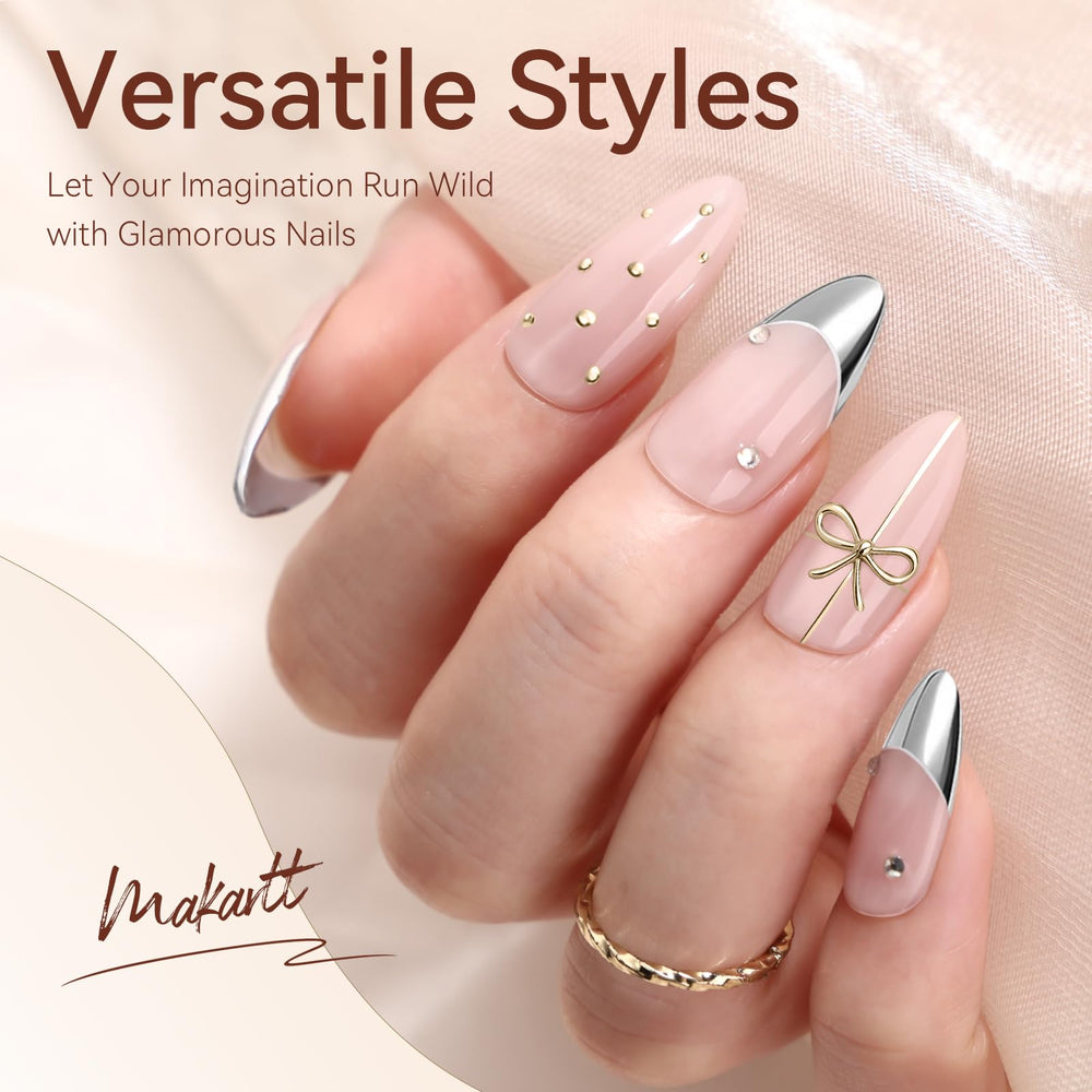 Makartt two-tone chrome nail art in use demonstrating silver and gold contrast for creative designs