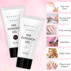 Makartt nail extension in progress using dual form for strength