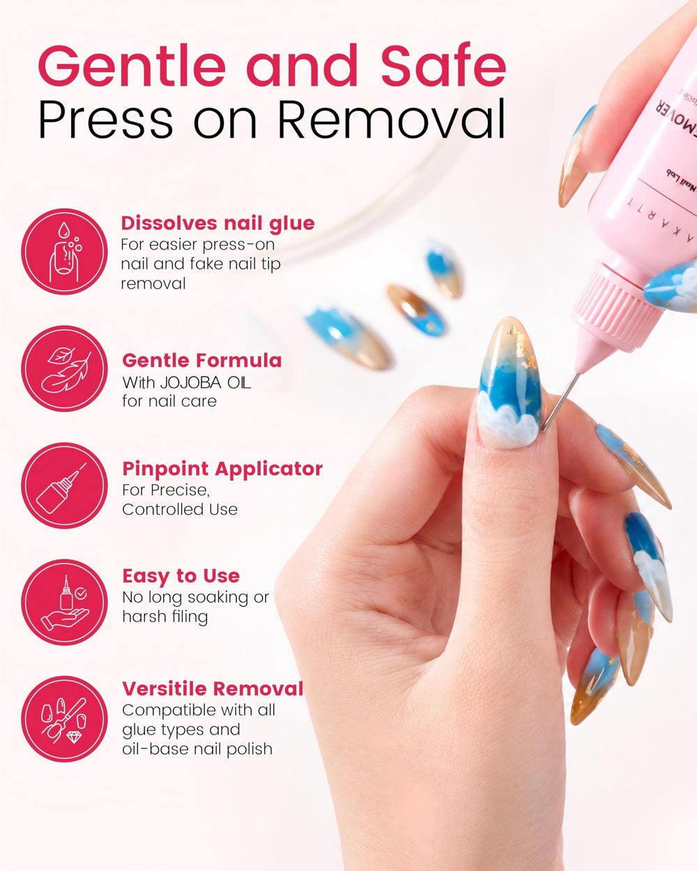 Makartt press-on nails being applied by hand showing accurate placement advantage