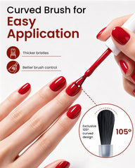Makartt red gel being applied to a natural nail demonstrating thin even strokes