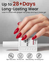 Makartt red gel in salon tray during professional manicure for reliable results