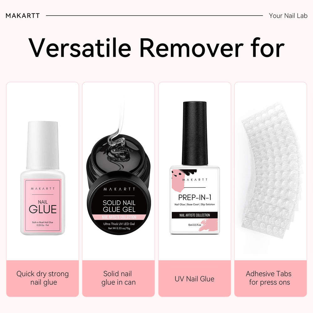 Makartt remover applied to press-on edge demonstrating faster glue release