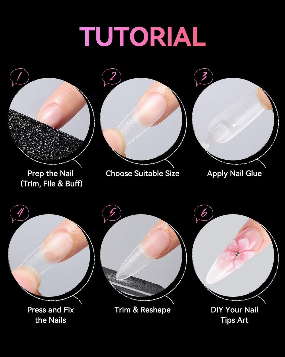 Makartt reshaped stiletto and coffin tips comparing customizable styles