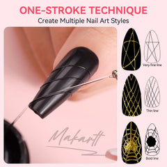 Makartt spider gel precise line on nail close-up showing neat detail