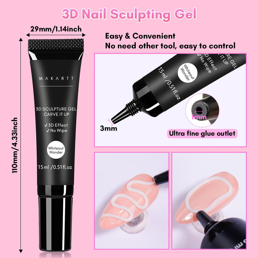 Makartt sculpted shell nail created with gel demonstrating raised design durability