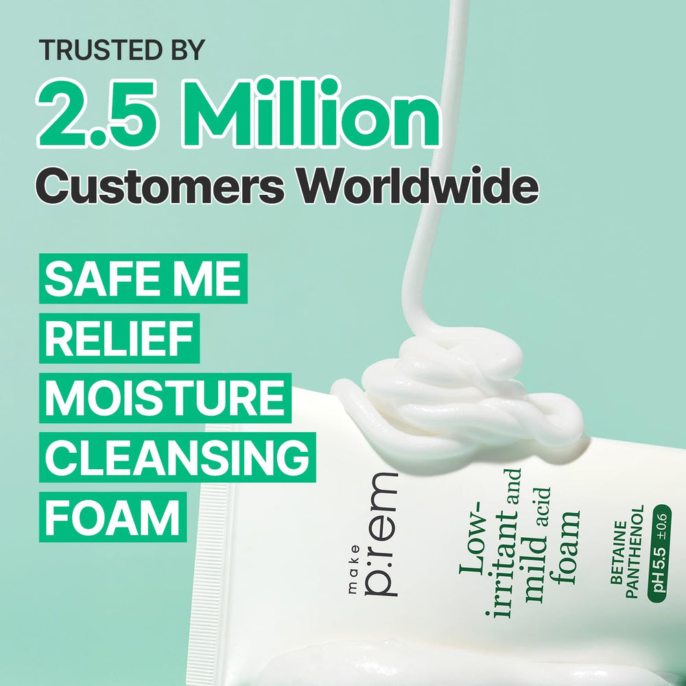 MAKE P:REM creamy micro-bubble foam texture close-up showing gentle cleansing