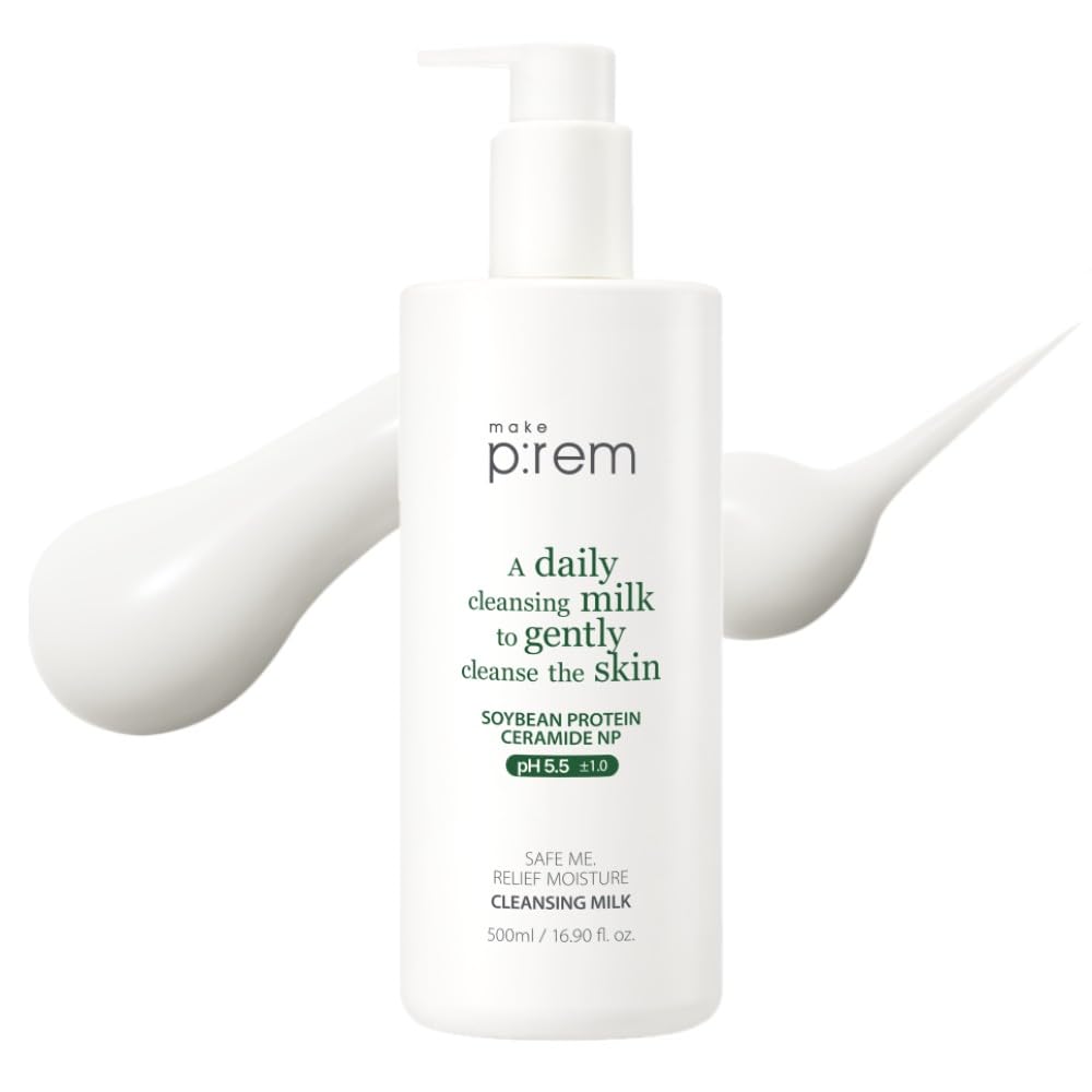 MAKEP:REM cleansing milk front packaging showing volume and calming design