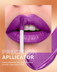 MAKI YIKA close texture of lip film highlighting smooth, non‑sticky metallic finish