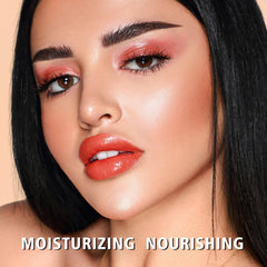 MAKI YIKA lipstick applied on lips demonstrating glossy, moisturizing look