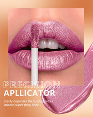 MAKI YIKA on lips in use demonstrates vibrant metallic pink and non-sticky wear benefit eye-catching look