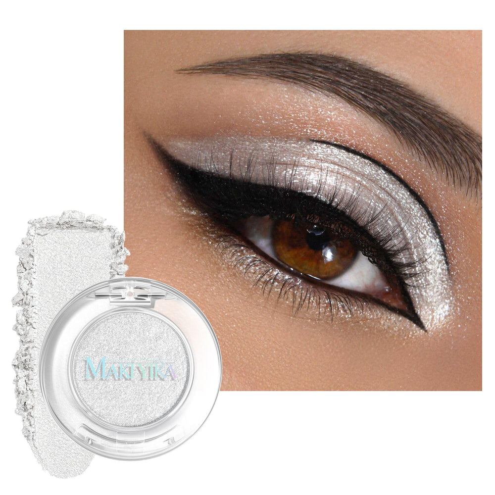 MAKI YIKA front compact showing shimmer silver-white shade for luminous lids