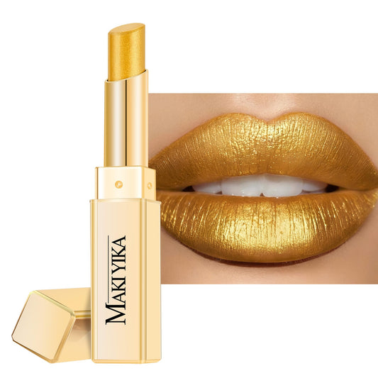 MAKI YIKA front packaging showing glossy gold lipstick and benefit of hydration