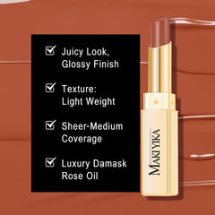 MAKI YIKA lipstick applied on lips showing hydrated glossy look