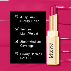 MAKI YIKA lipstick applied on lips showing glossy shine and comfort